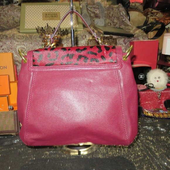 Coach Park Hair Calf turn Lock Flap Satchel in Leopard Oxblood Burgundy  F24986 - Picture 16 of 16